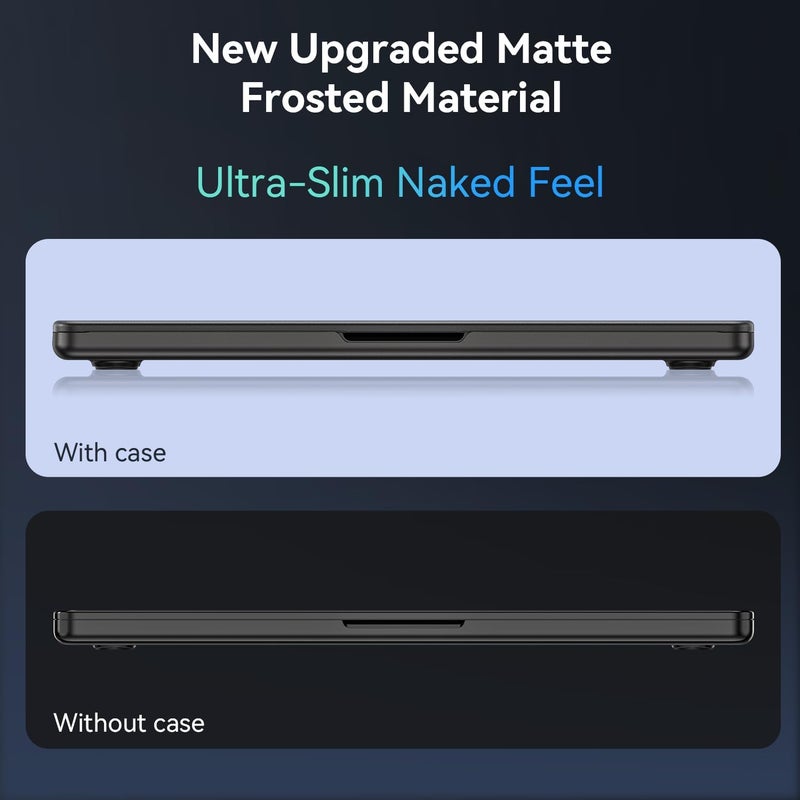 Eoocoo حافظة متوافقة مع ماك بوك برو 14 بوصة M5 2025 2024-2021 M4 M3 M2 M1 برو/ماكس، تشطيب غير لامع مطور، مضادة لبصمات الأصابع، غلاف صلب محمي للكمبيوتر المحمول، أسود فضائي أصلي - Image 3